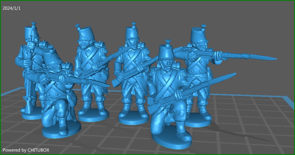 28mm Neapolitan elites/chasseurs skirmishing 1859-61 with kepi - 6 minis