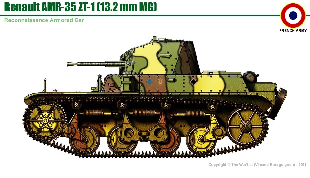 Light Tank Renault AMR-35 ZT-1 - French Army - 28mm Scale - wargame3d