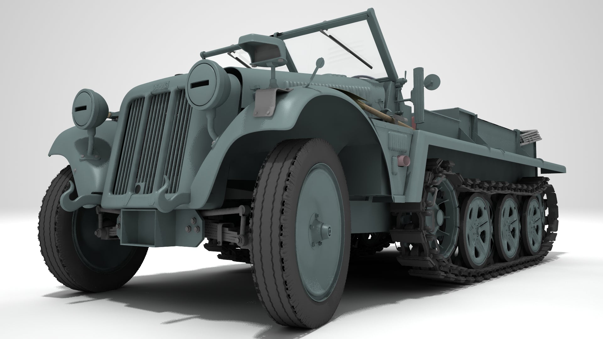 Sd.Kfz.10-2 Demag with 21cm Nebelwerfer - German Army - 28mm Scale - wargame3d