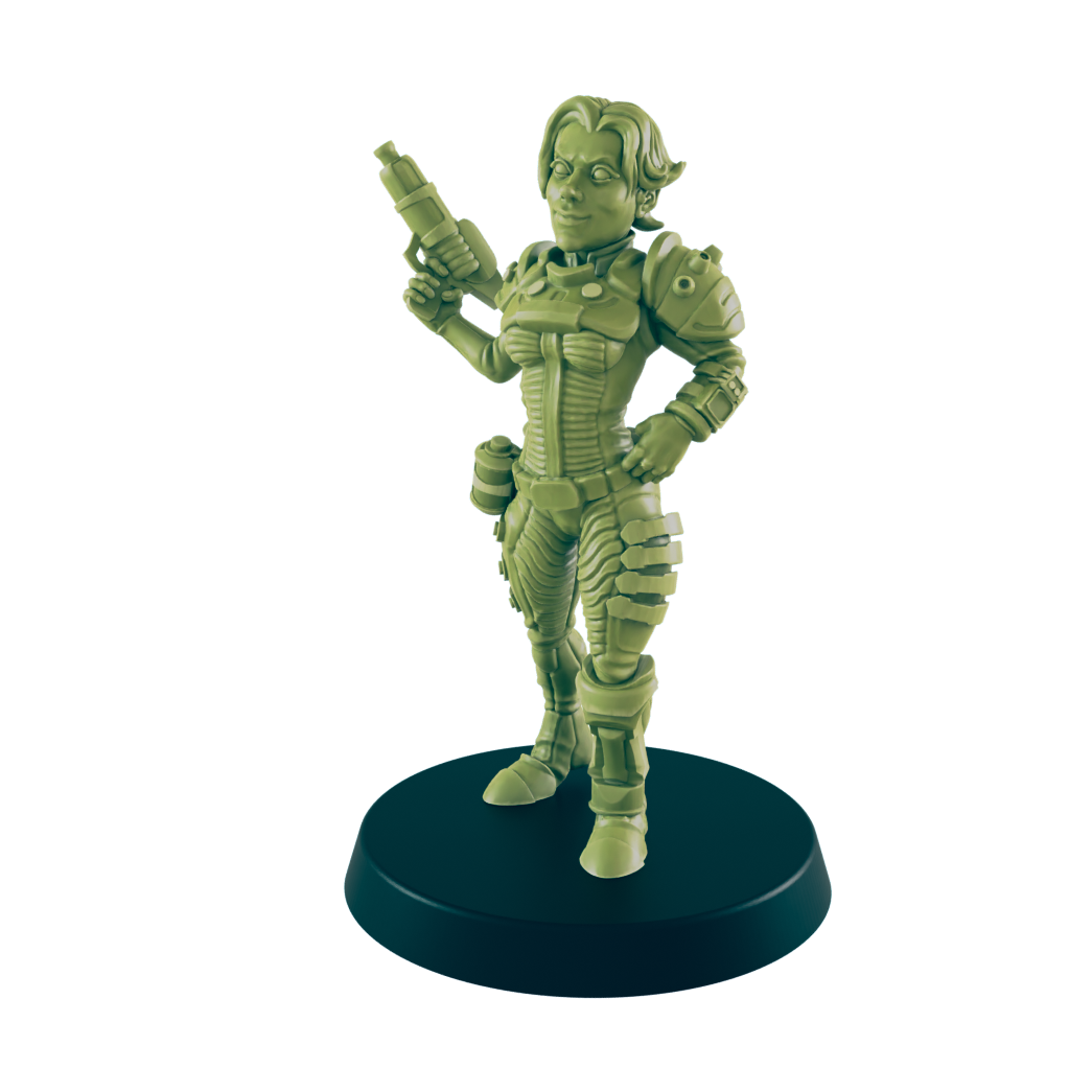 Female Vault Dweller - Beyond the Badlands - Mini - EC3D - Cyber Punk - SciFi RPG