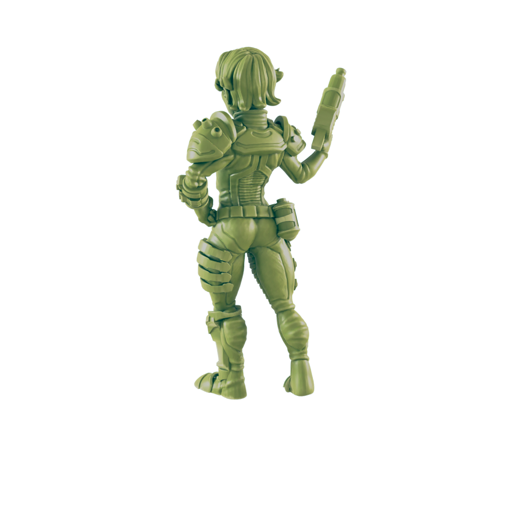Female Vault Dweller - Beyond the Badlands - Mini - EC3D - Cyber Punk - SciFi RPG