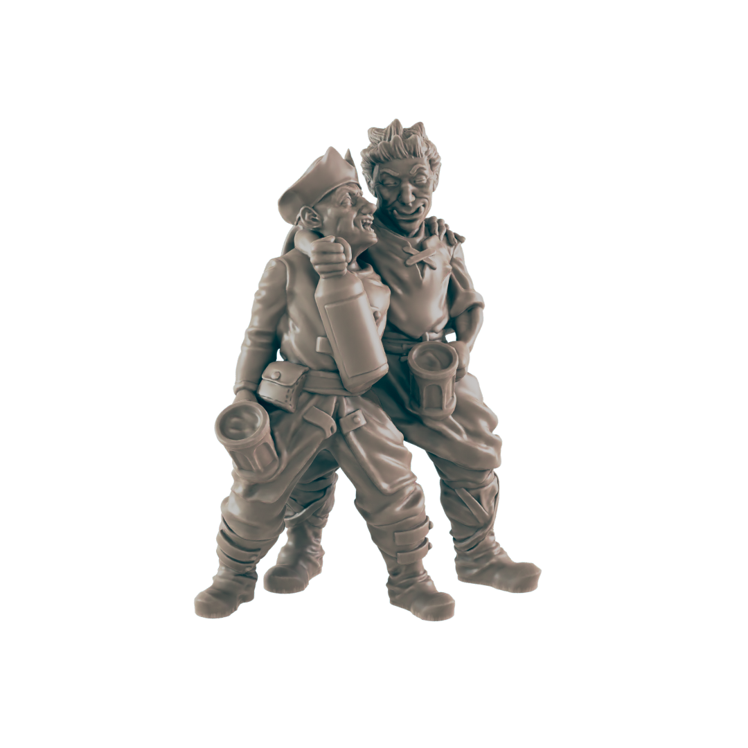 Pair of Drunks - Everyday Folk - Minis - EC3D - - Dungeons & Dragons - RPG - Tabletop - EC3D - Miniature