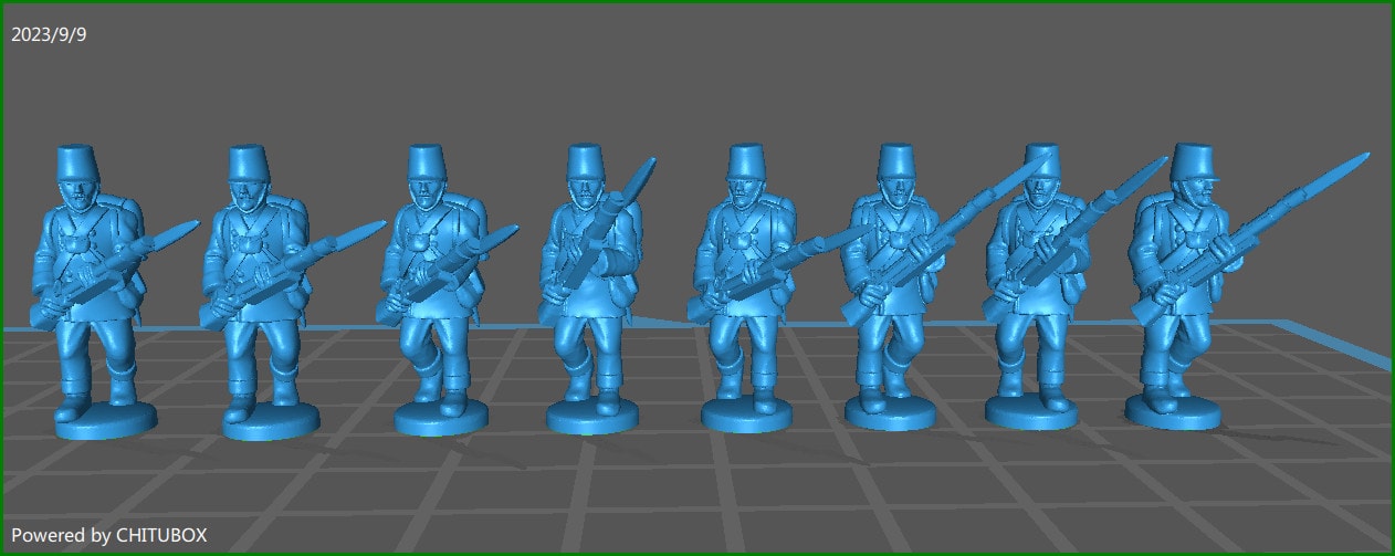 15mm Austrian German Line inf rgt advancing 1848-61 with waffenrock