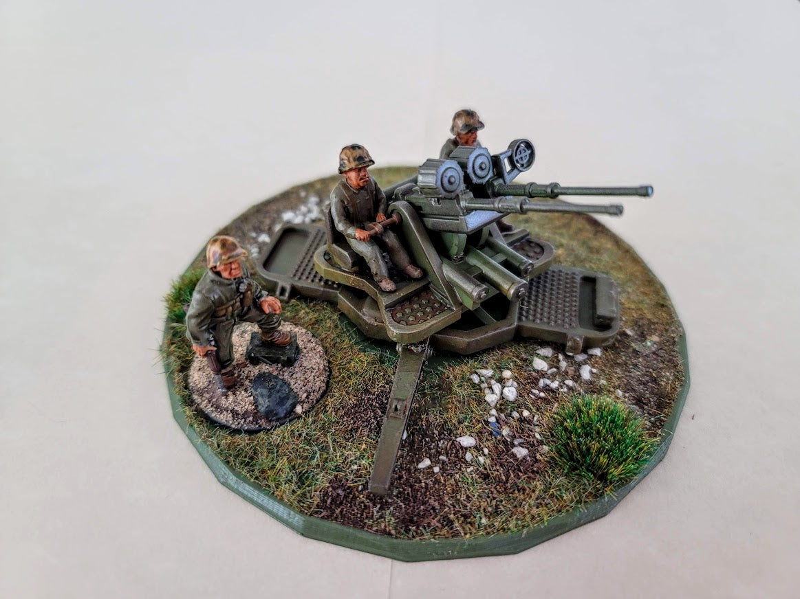 American Twin 20mm AA Gun Mark 4 - Gun, Base, Seated Gunners - War Games And Dioramas - 28mm - Bolt Action