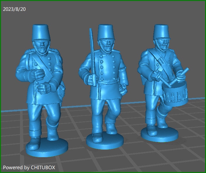 28mm Austrian German Line inf rgt 1850-60 Command with Waffenrock