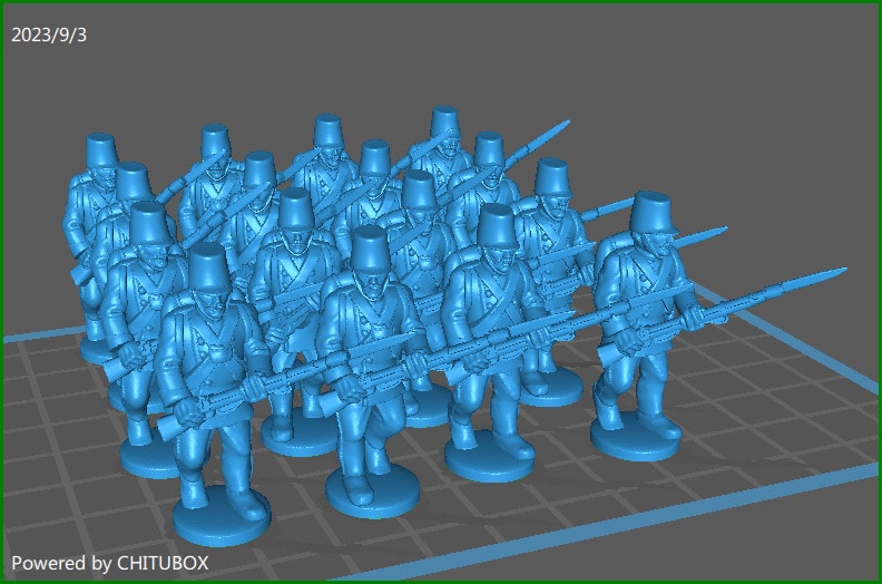 28mm Austrian Hungarian Line inf rgt 1850-60 with Waffenrock advancing