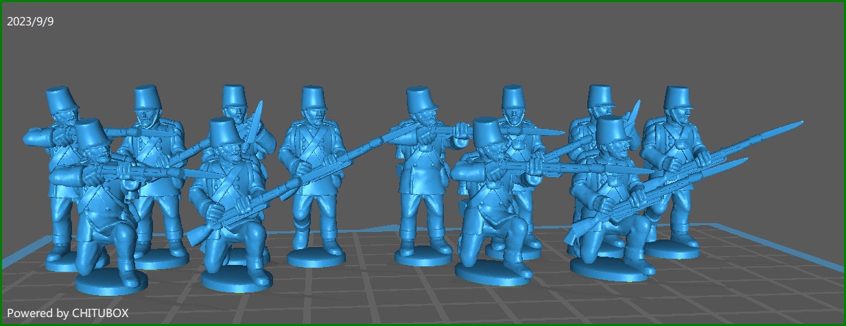 28mm Austrian German Line inf rgt 1850-60 skirmishing with Waffenrock