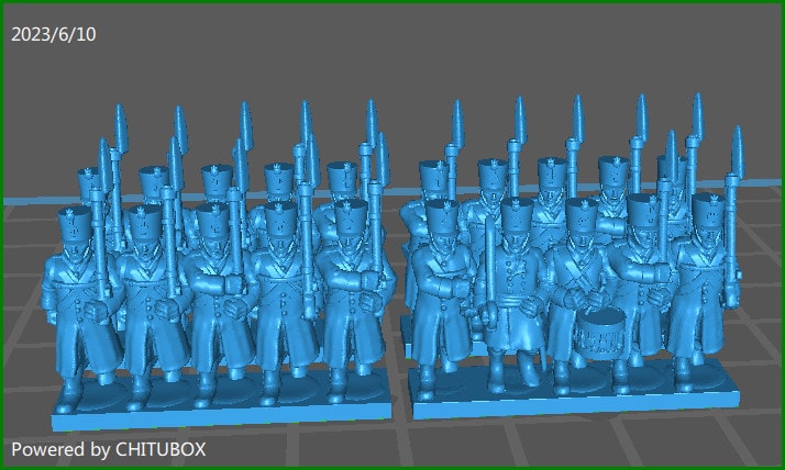 small 15mm “w epic size” Austrian Line btg 1809-14 with greatcoat