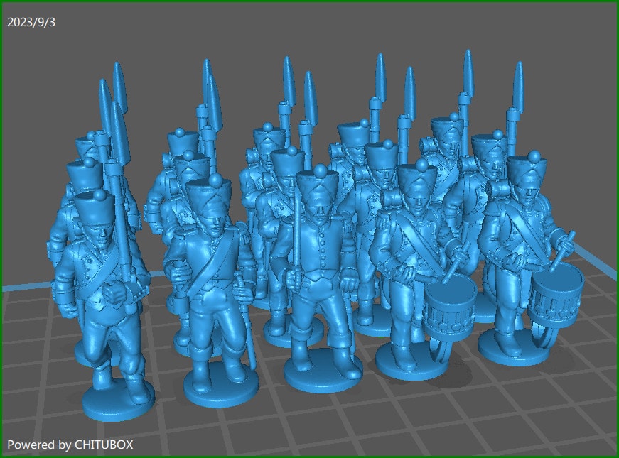 28mm French Line Infantry Btg 1808-12 with campaign dress (redesigned)