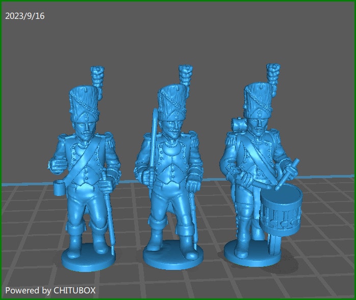 28mm French Line Infantry Btg grenadier coy command 1805-12 with High uniform