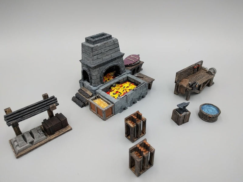 Blacksmith Forge and Workshop Set  - Hero's Hoard - DND - Pathfinder - Dungeons & Dragons - RPG - Tabletop - EC3d
