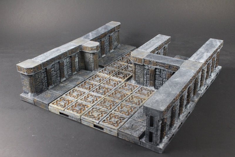 Dwarven Hall Floor Tiles - OpenLock or DragonLock - Openforge - DND - Pathfinder - Dungeons & Dragons - RPG - Tabletop - 28 mm / 1"