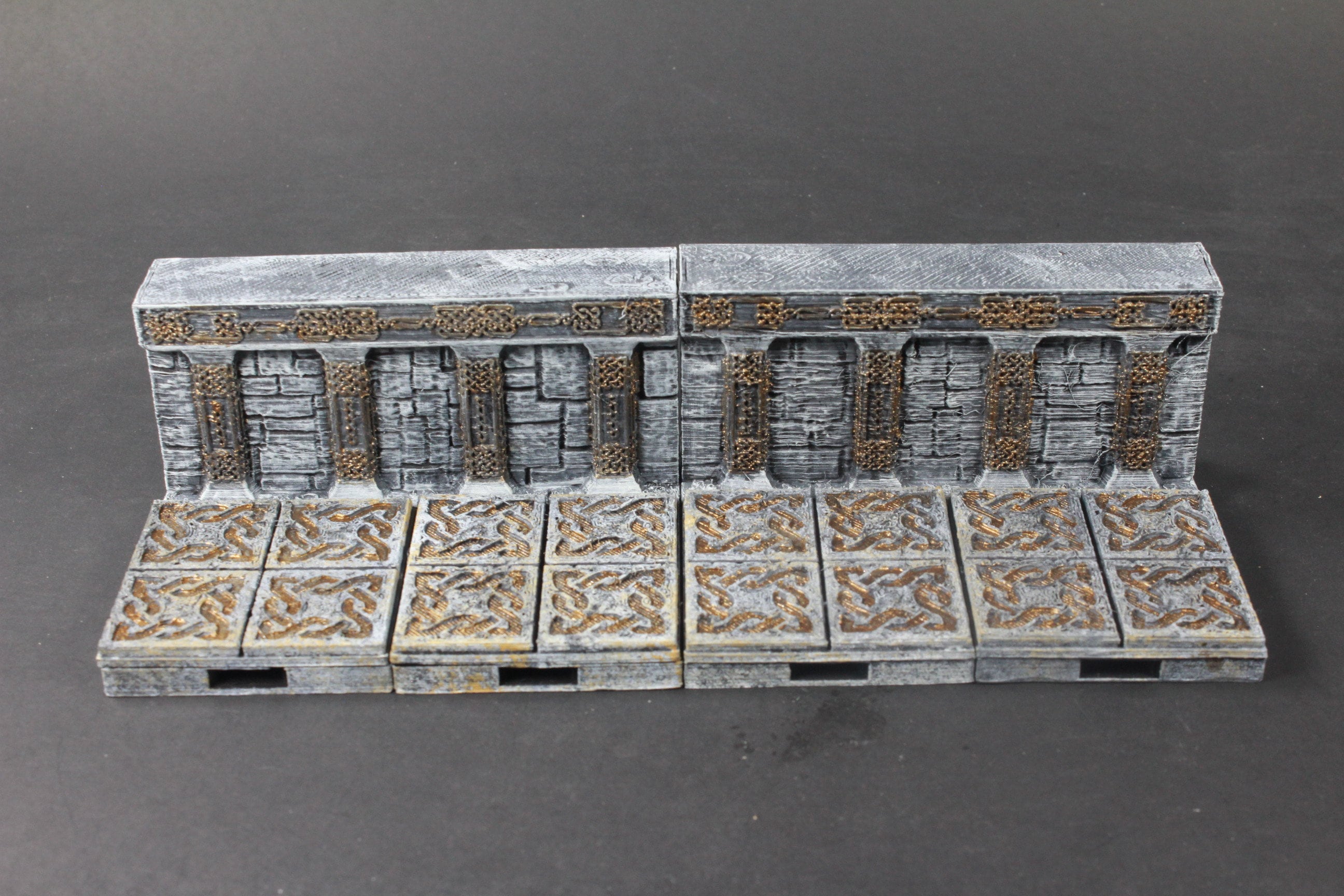 Dwarven Hall Wall Tiles - OpenLock or DragonLock - Openforge - DND - Pathfinder - Dungeons & Dragons - RPG - Tabletop - 28 mm / 1"
