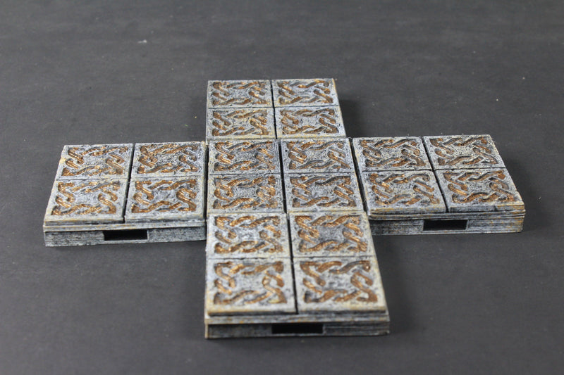 Dwarven Hall Floor Tiles - OpenLock or DragonLock - Openforge - DND - Pathfinder - Dungeons & Dragons - RPG - Tabletop - 28 mm / 1"