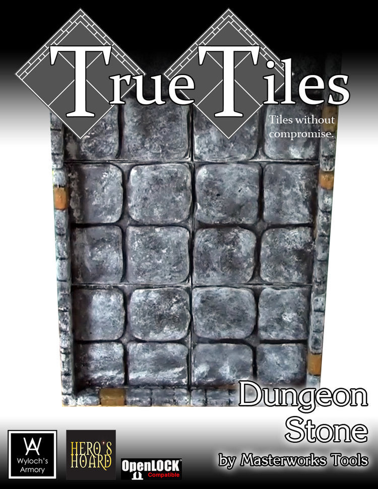 True Tiles - Dungeon Stone Starter Set 50 Tiles! - OpenLock - DND - Pathfinder - Dungeons & Dragons - Terrain - RPG - Tabletop - 28 mm / 1"