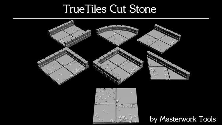 True Tiles - Cut Stone Deluxe Set 75 Tiles! - OpenLock - DND - Pathfinder - Dungeons & Dragons - Terrain - RPG - Tabletop - 28 mm / 1"