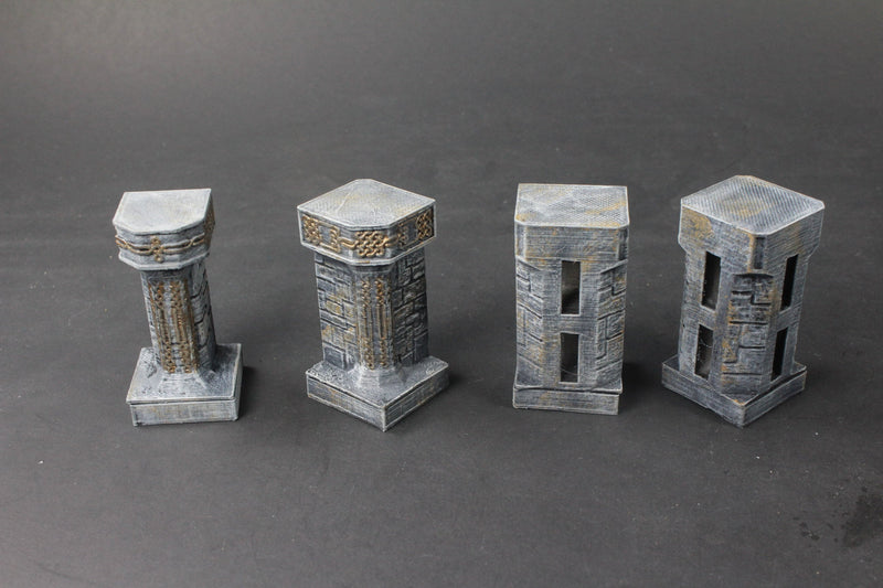 Dwarven Hall Wall Tiles - OpenLock or DragonLock - Openforge - DND - Pathfinder - Dungeons & Dragons - RPG - Tabletop - 28 mm / 1"