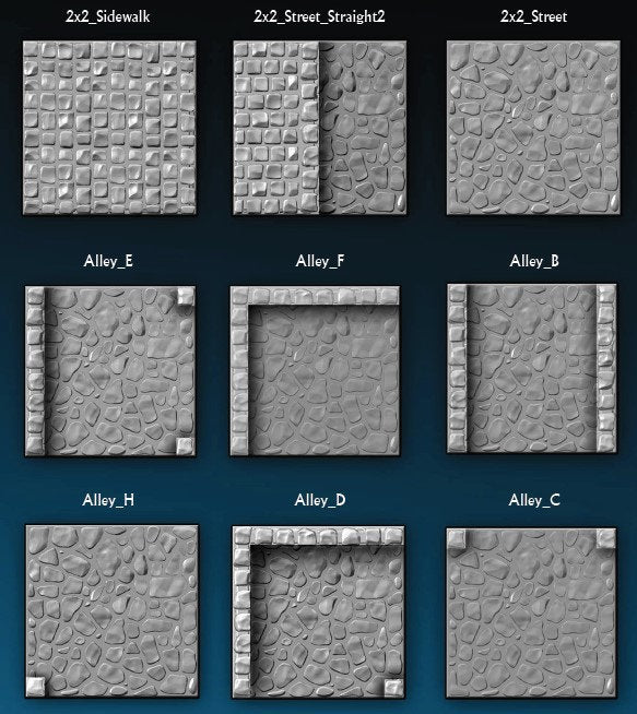 Village Street Tiles - DragonLock - DND - Pathfinder - RPG - Dungeon & Dragons - 28 mm / 1" - Fat Dragon Games