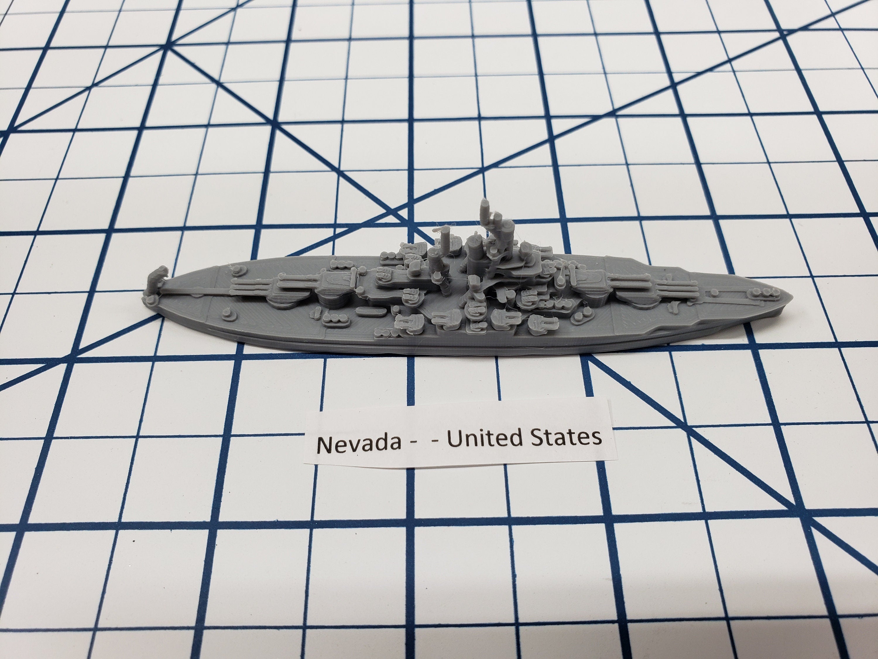 Battleship - Nevada - 1944 Variant - US Navy - Wargaming - Axis and Allies - Naval Miniature - Tabletop Games - Warships