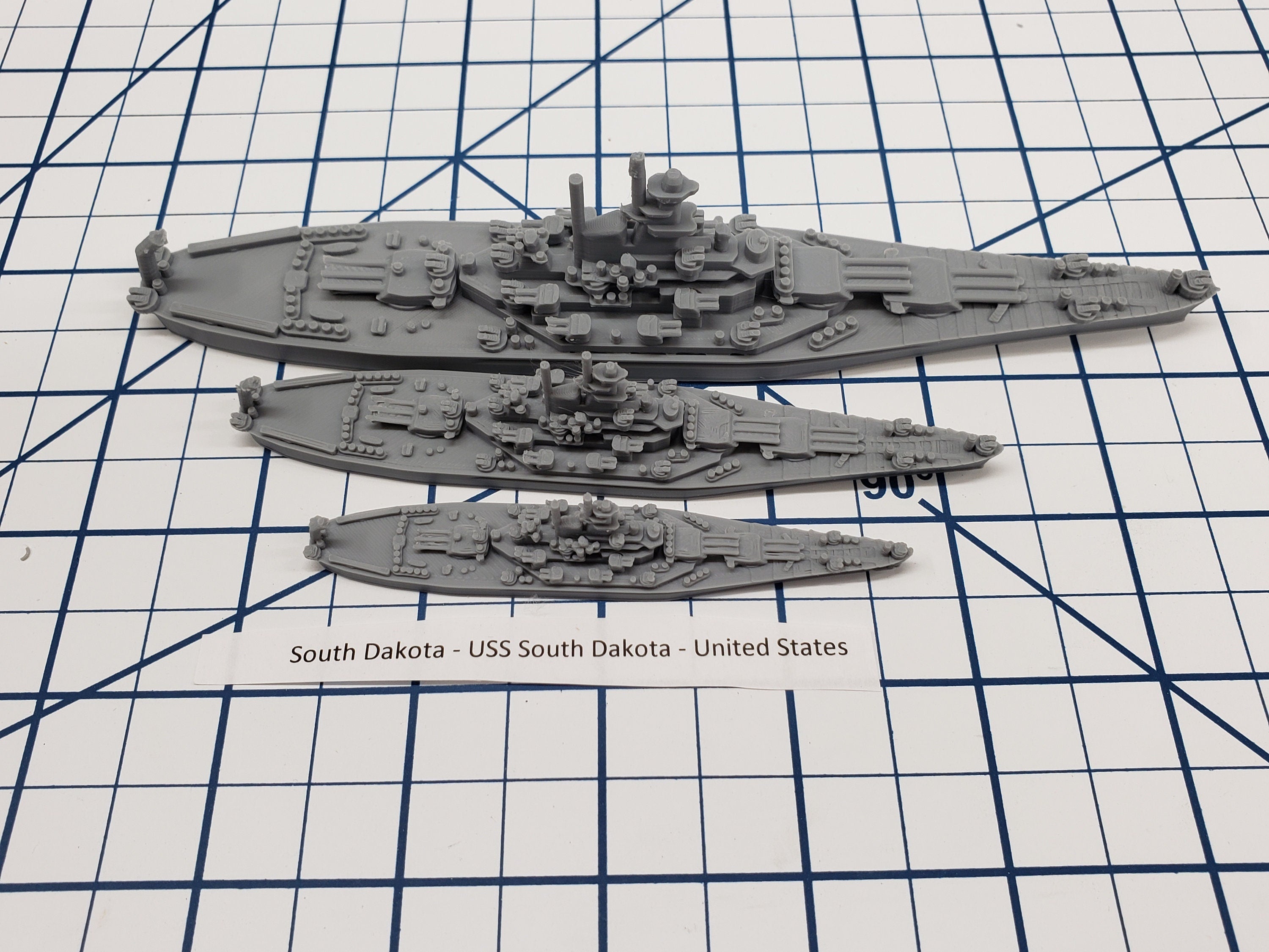Battleship - South Dakota - As Built - US Navy - Wargaming - Axis and Allies - Naval Miniature - Tabletop Games - Warships