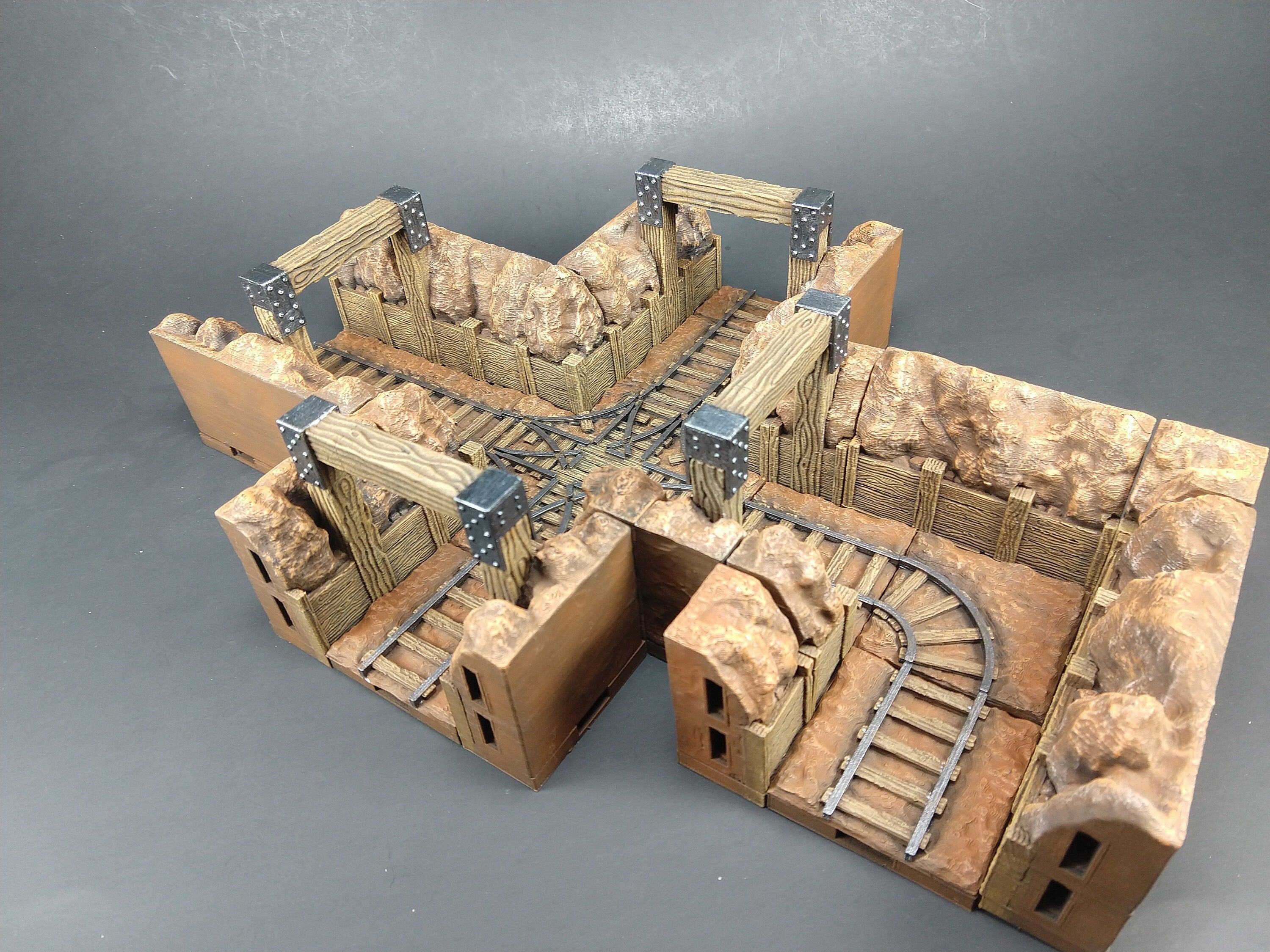 Mine Wall/Cart Floors Starter Set 32 Pieces! - OpenLock or DragonLock - Openforge - DND - Pathfinder - Dungeons & Dragons - RPG - 28 mm / 1"