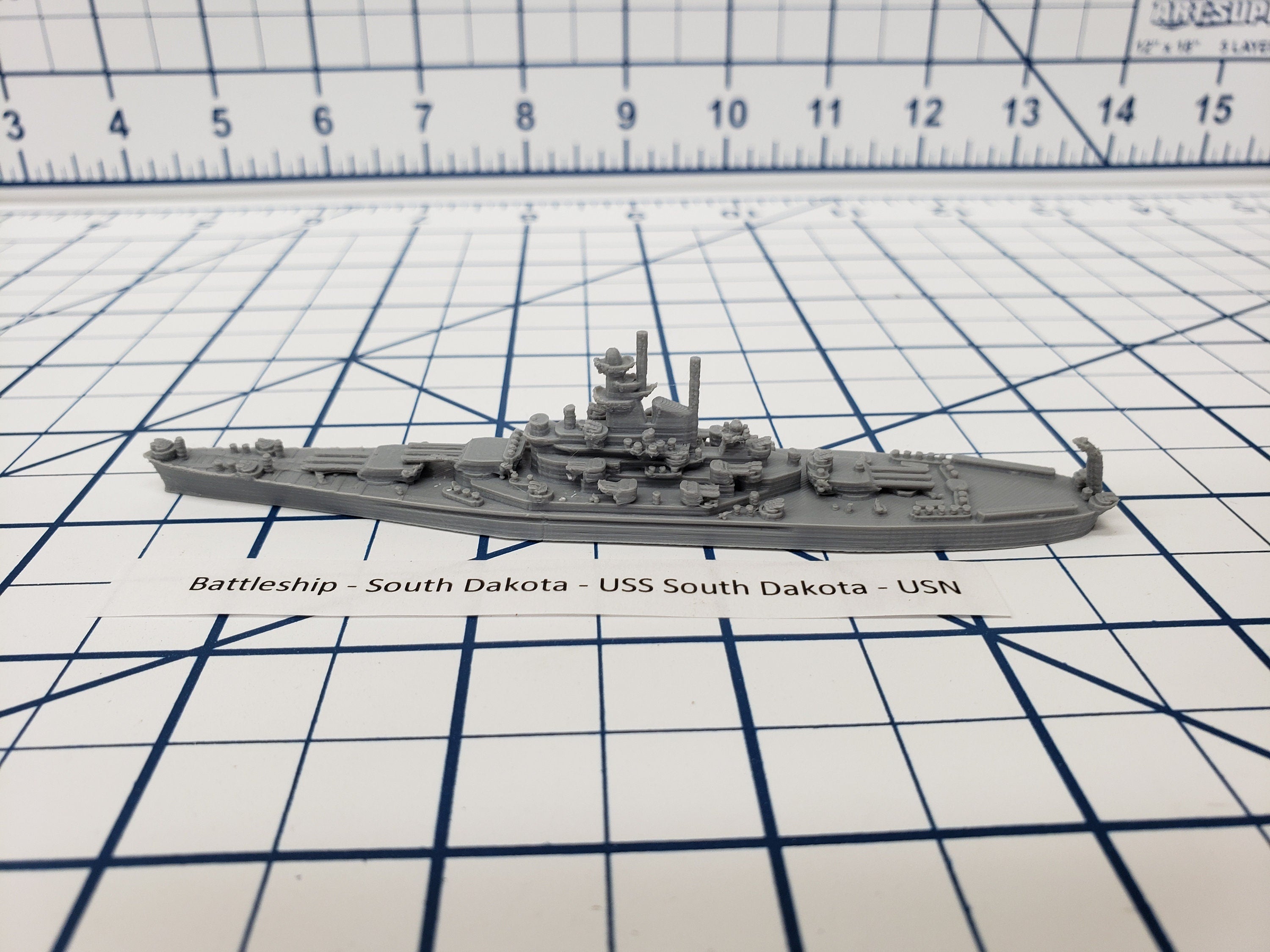 Battleship - South Dakota - As Built - US Navy - Wargaming - Axis and Allies - Naval Miniature - Tabletop Games - Warships