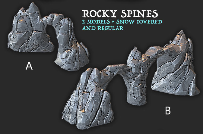 The Wilds of Wintertide - Scatter Terrain - Rock Spines - Hero's Hoard - DND - Pathfinder - Dungeons & Dragons - RPG - Tabletop - EC3D