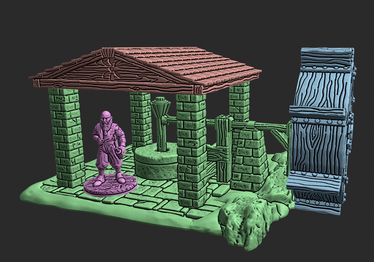 OpenForge Open Air Wheel Mill - Tabletop - DND - Pathfinder - RPG - 28 mm / 1" - Terrain - Dungeons & Dragons -