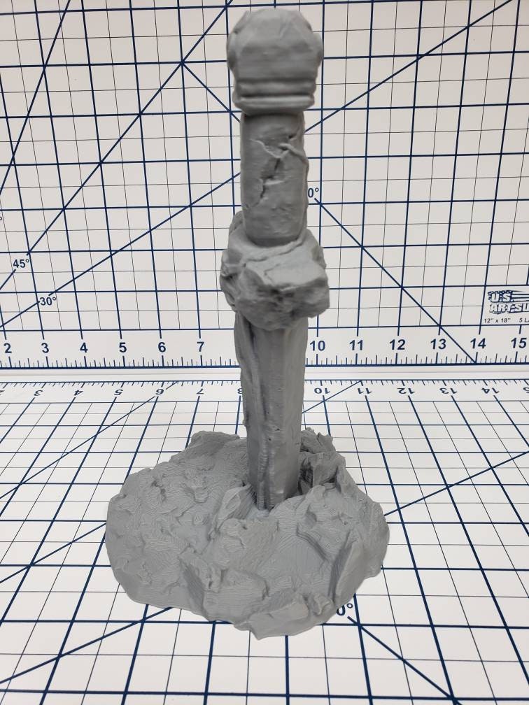 Ancient Sword Statue - OpenForge - Tabletop - DND - Pathfinder - RPG - OpenForge - Terrain - Dungeons & Dragons - 28 mm / 1" -