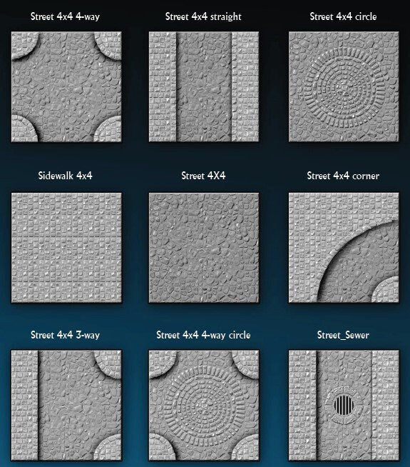 Village Street Tiles - DragonLock - DND - Pathfinder - RPG - Dungeon & Dragons - 28 mm / 1" - Fat Dragon Games