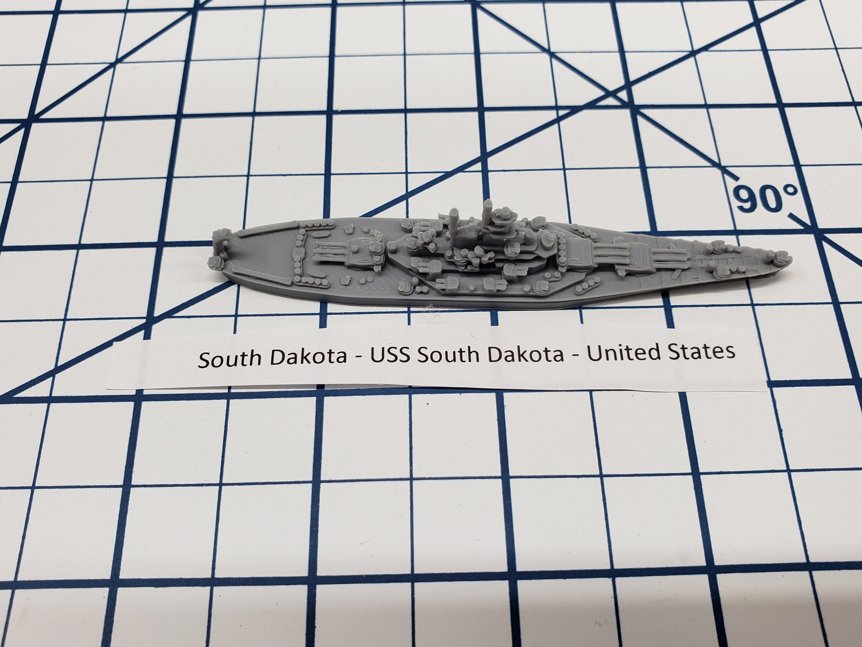 Battleship - South Dakota - As Built - US Navy - Wargaming - Axis and Allies - Naval Miniature - Tabletop Games - Warships