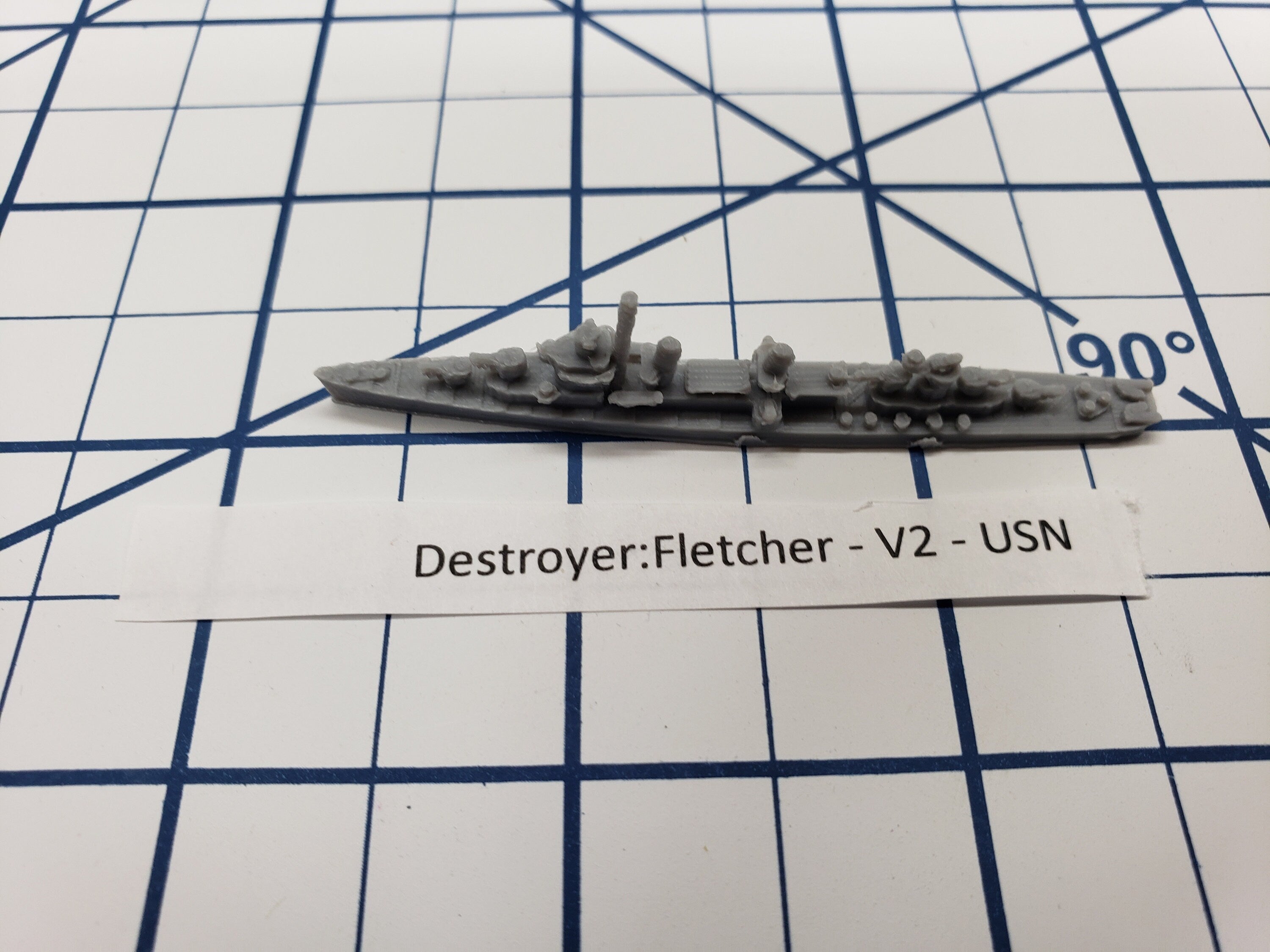 Destroyer - Fletcher Class V2 - USN - Wargaming - Axis and Allies - Naval Miniature - Tabletop Games - Warships