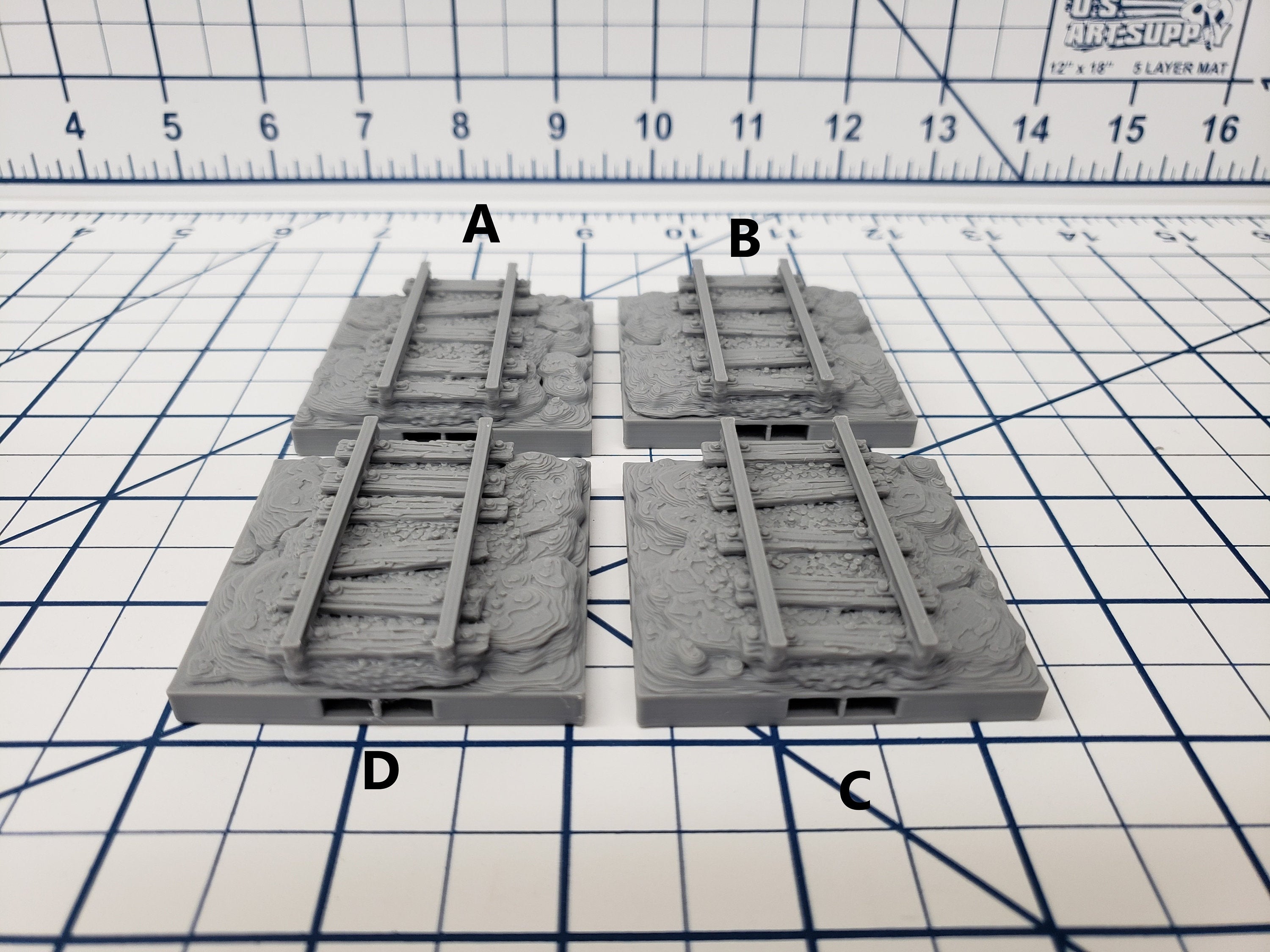 Caverns -2X2 Mine Track Floors - DragonLock - DND - Pathfinder - RPG - Dungeon & Dragons - 28 mm / 1" - Terrain - Fat Dragon Games