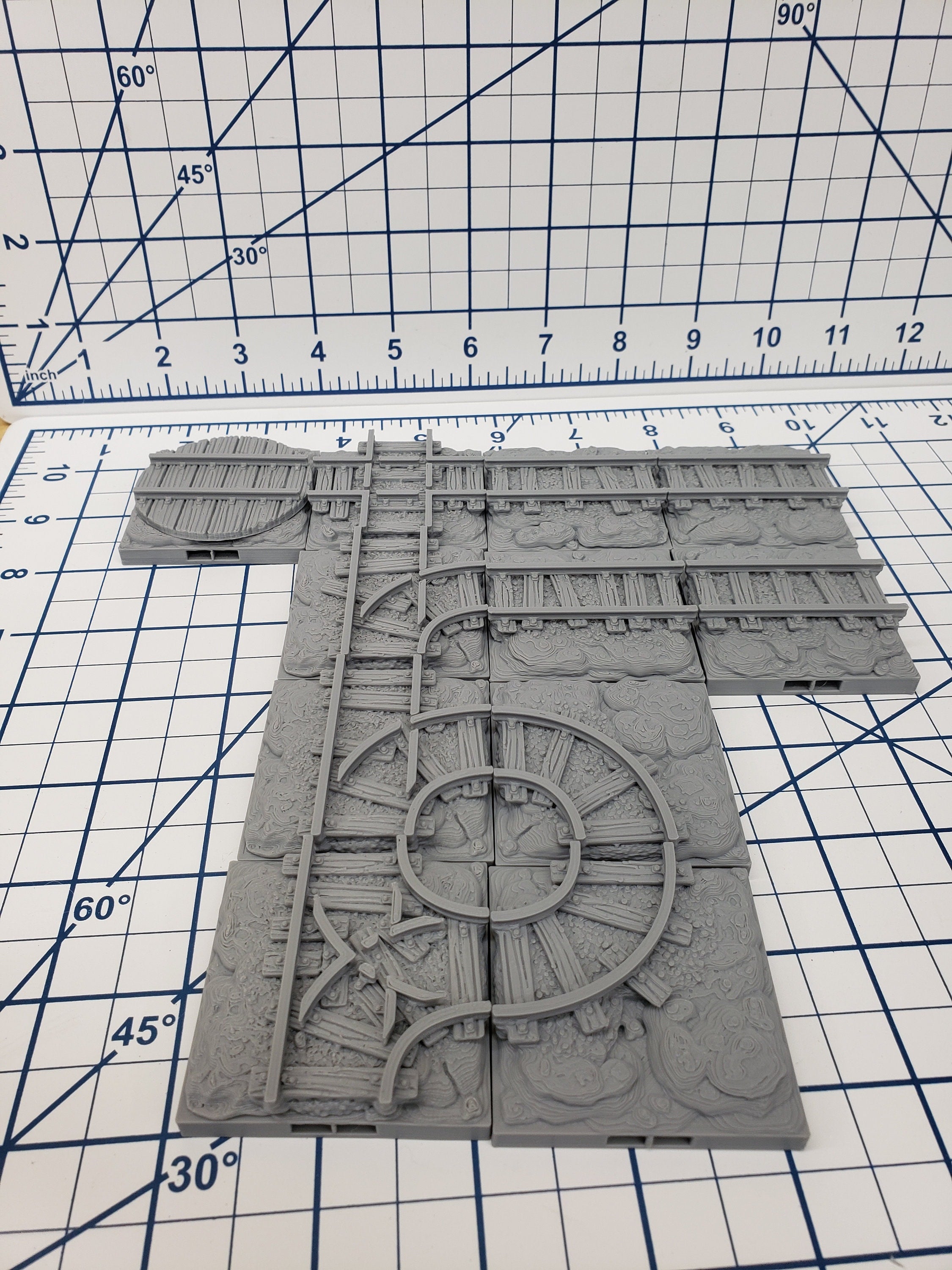 Caverns -2X2 Mine Track Floors - DragonLock - DND - Pathfinder - RPG - Dungeon & Dragons - 28 mm / 1" - Terrain - Fat Dragon Games