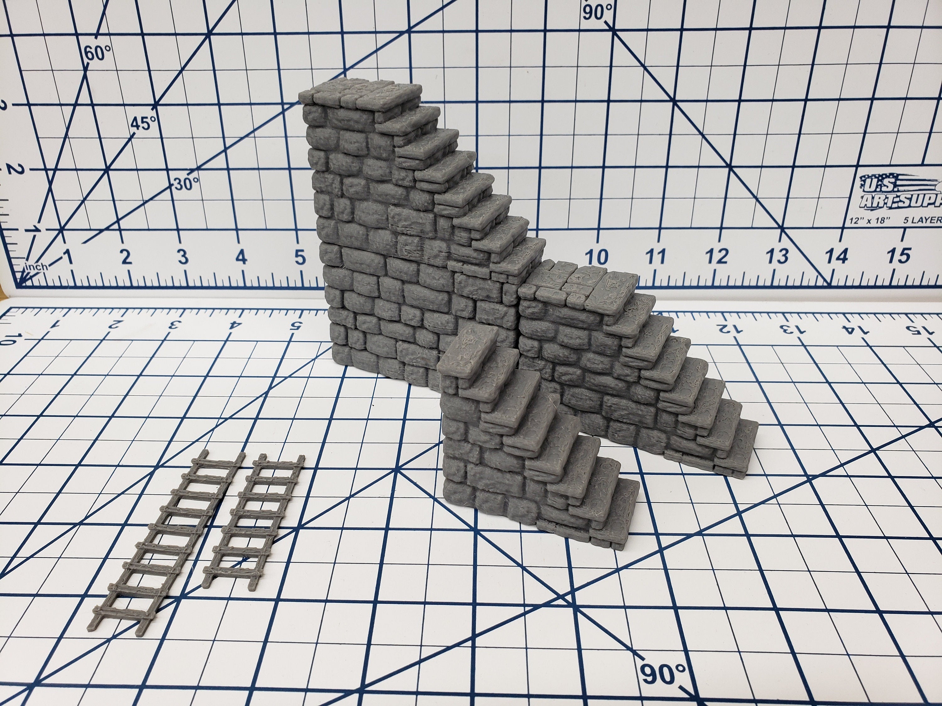 Castle Style - Stairs and Ladders - DragonLock - DND - Pathfinder - RPG - Dungeon & Dragons - 28 mm / 1" - Terrain - Fat Dragon Games