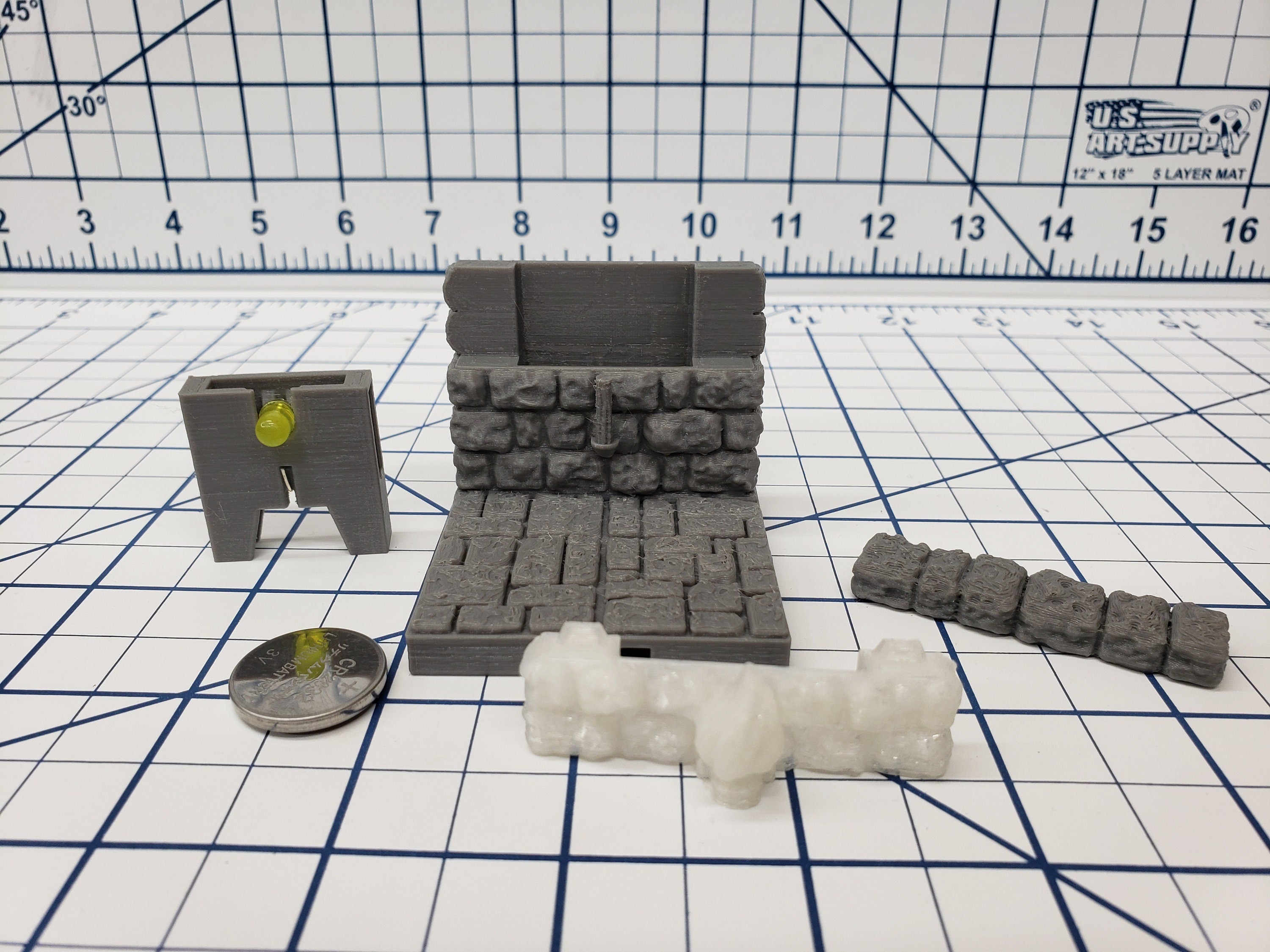 Castle Style - LED Torch Wall Tiles - DragonLock - DND - Pathfinder - RPG - Dungeon & Dragons - 28 mm / 1" - Terrain - Fat Dragon Games