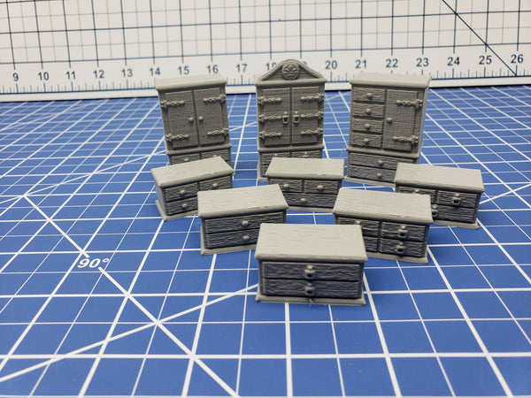 Wardrobe And Drawers Items - Dragonshire - Fat Dragon Games - DND - Pathfinder - RPG - Terrain - 28 mm / 1" - Dungeon & Dragons -