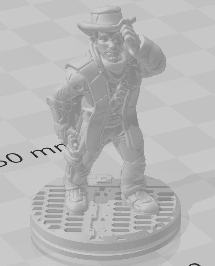 Montana - Space Cowboy - Novus Landing - Hero's Hoard - Starfinder - Cyberpunk - Science Fiction - Syfy - RPG - Tabletop - EC3D - Miniature