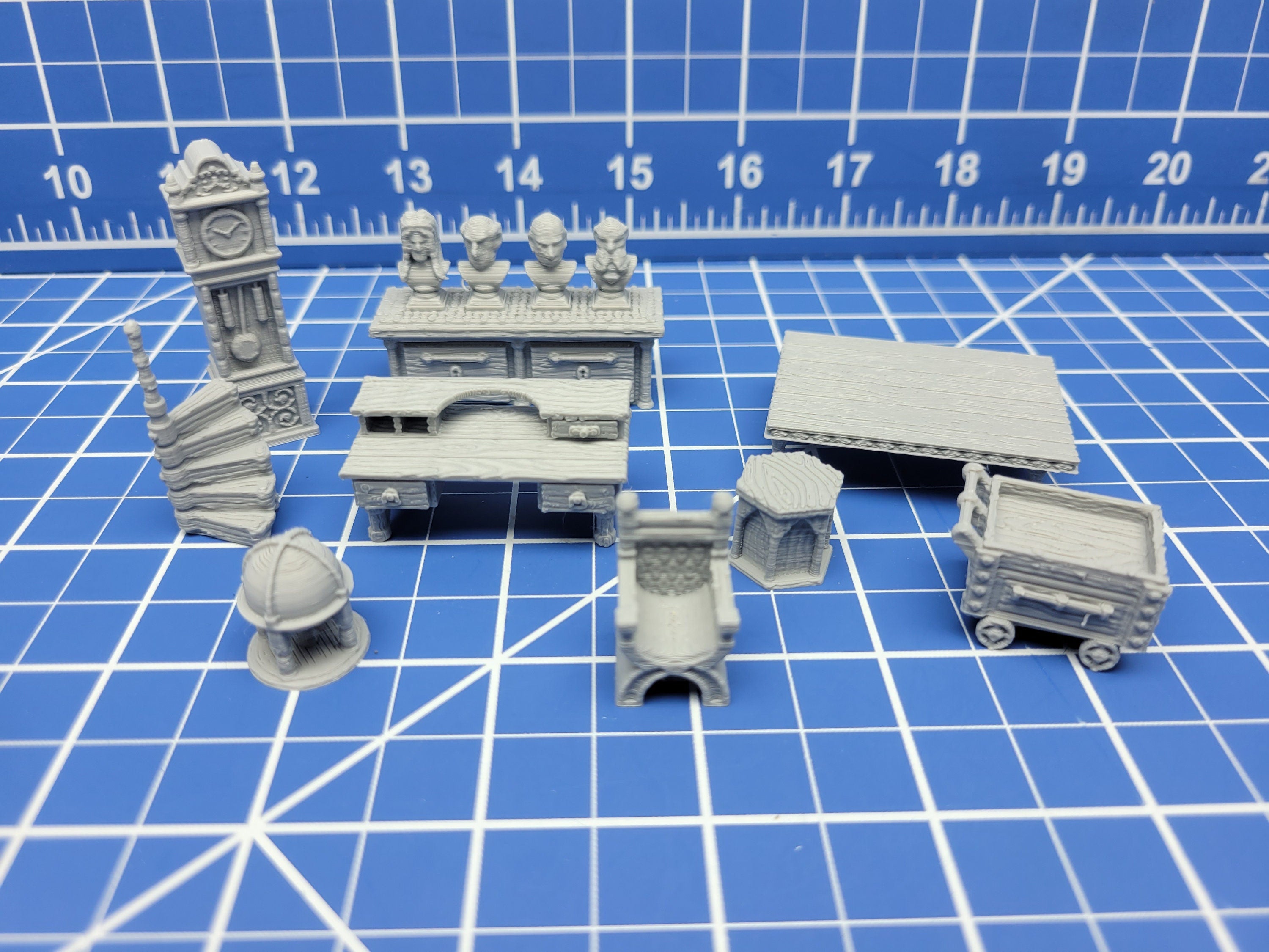 Library/Study Item Set - Library & Study Accessories - Hero's Hoard - EC3D - DND - RPG - Pathfinder - 28 mm / 1" scale