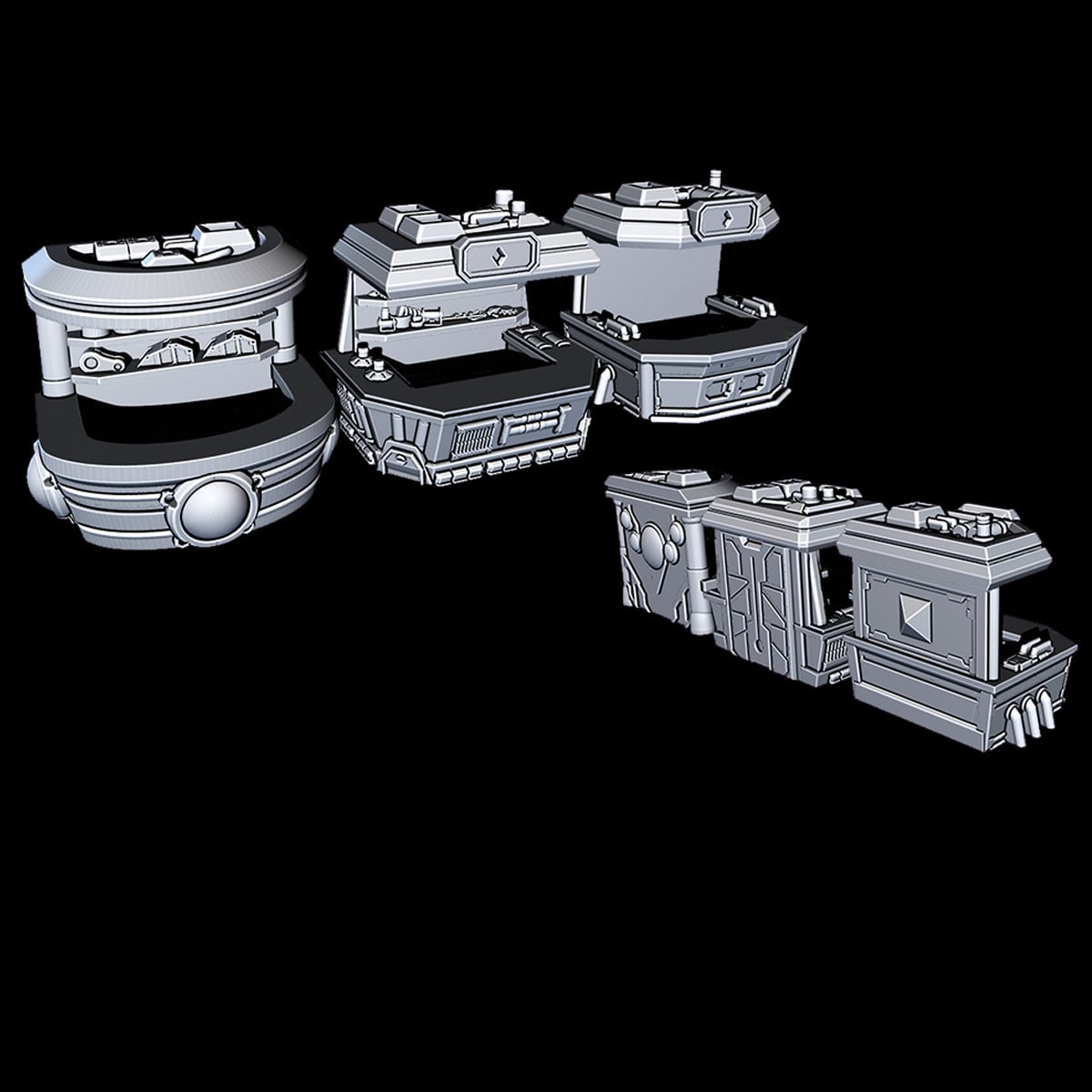 Black Market Stalls - Novus Landing - Starfinder - Cyberpunk - Science Fiction - Syfy - RPG - Tabletop - Scatter - Terrain - 28 mm /1" Scale