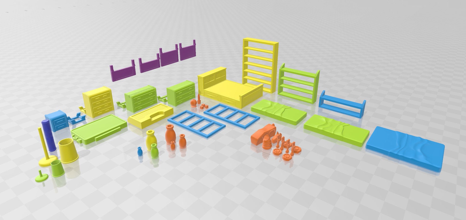 Bedroom Set - Atomic Shelter - Atom Punk - Starfinder - Cyberpunk - Science Fiction - Syfy - RPG - Tabletop - Scatter - 28mm