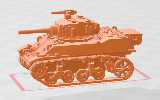 Stuart M5A1 - 1:100 scale - USA - Tanks - Armored Vehicle - World Of Tanks - War Game - Wargaming - Axis and Allies - Tabletop Games