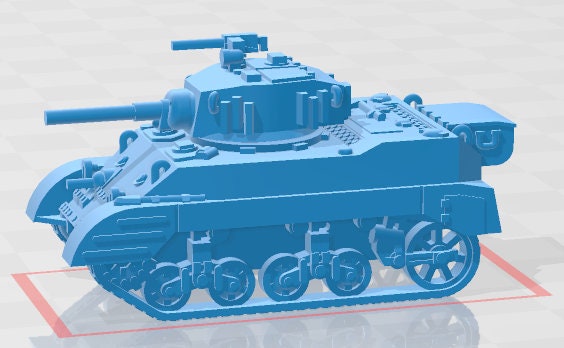 Stuart M5A1 - 1:100 scale - USA - Tanks - Armored Vehicle - World Of Tanks - War Game - Wargaming - Axis and Allies - Tabletop Games