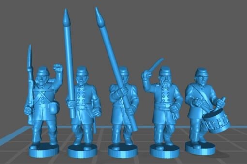 ACW Command , with Kepi, Confederate - Great for Table Top War Games And Dioramas - Resin 15mm Miniatures -