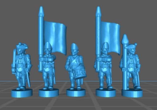 7 Years War Prussian Fucilier btg - Great for Table Top War Games And Dioramas - Resin 15mm Miniatures -