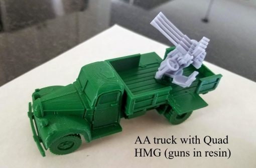 Dodge 3 ton Truck / Free French AA Truck Quad HMG - Great for Table Top War Games And Dioramas - Resin 28mm Miniatures -