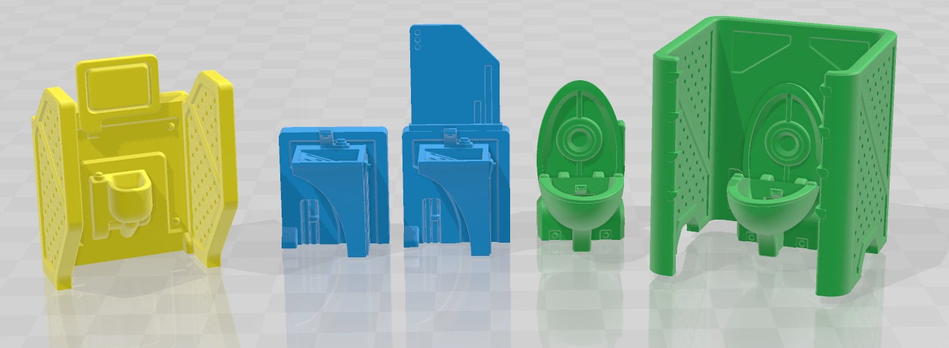 Bathroom - Novus Landing - Starfinder - Cyberpunk - Science Fiction - Syfy - RPG - Tabletop - Scatter - Terrain - 28 mm / 1" Scale