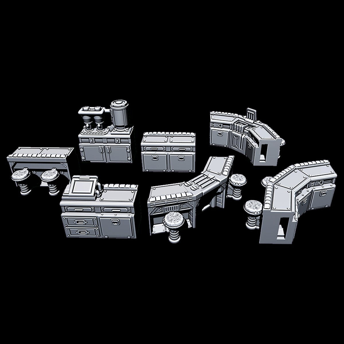 Cantina Bar Modular Pieces - Novus Landing - Starfinder - Cyberpunk - Science Fiction - Syfy - RPG - Tabletop - Scatter - Terrain - 28mm/1"