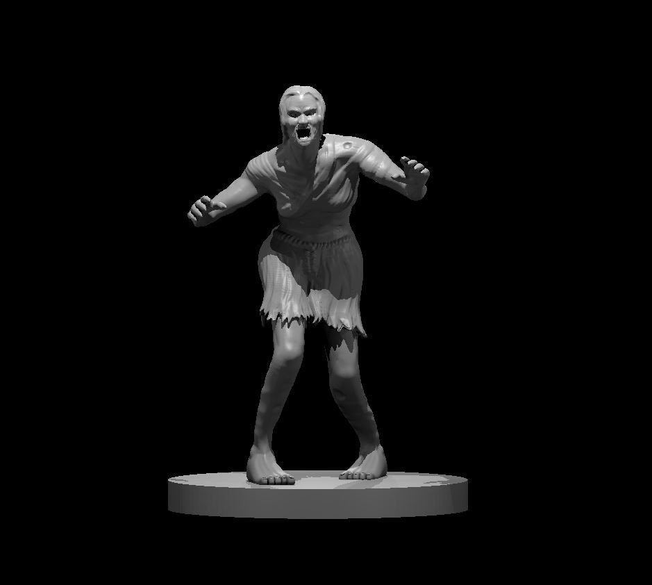 Zombie Female Mini - DND - Pathfinder - Dungeons & Dragons - RPG - Tabletop - mz4250- Miniature - 28 mm - 1" Scale