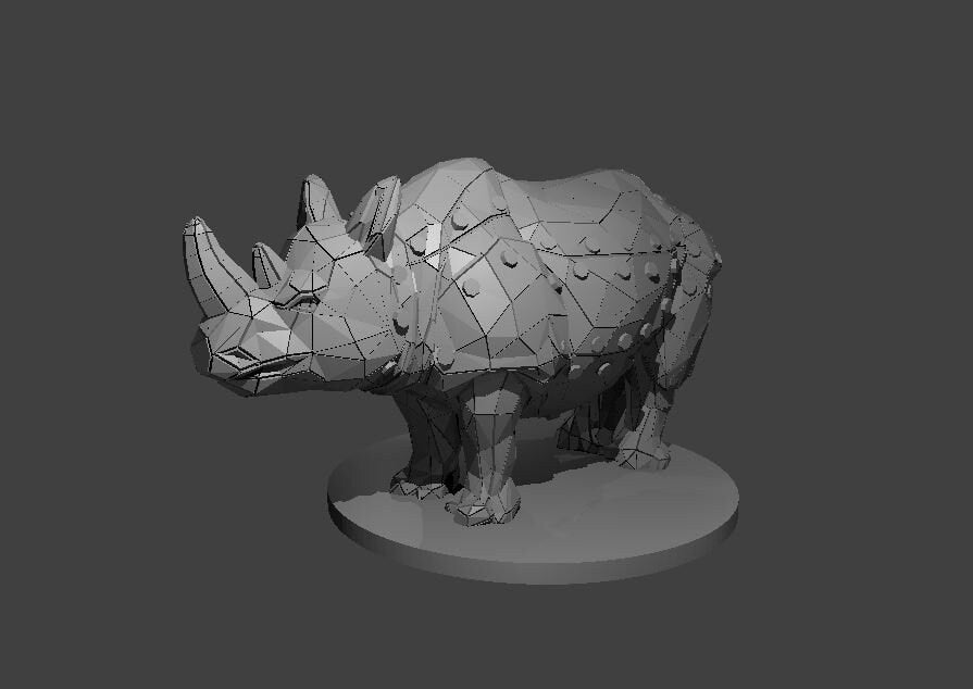 Rhino Mini - DND - Pathfinder - Dungeons & Dragons - RPG - Tabletop - mz4250- Miniature-28mm-1"Scale
